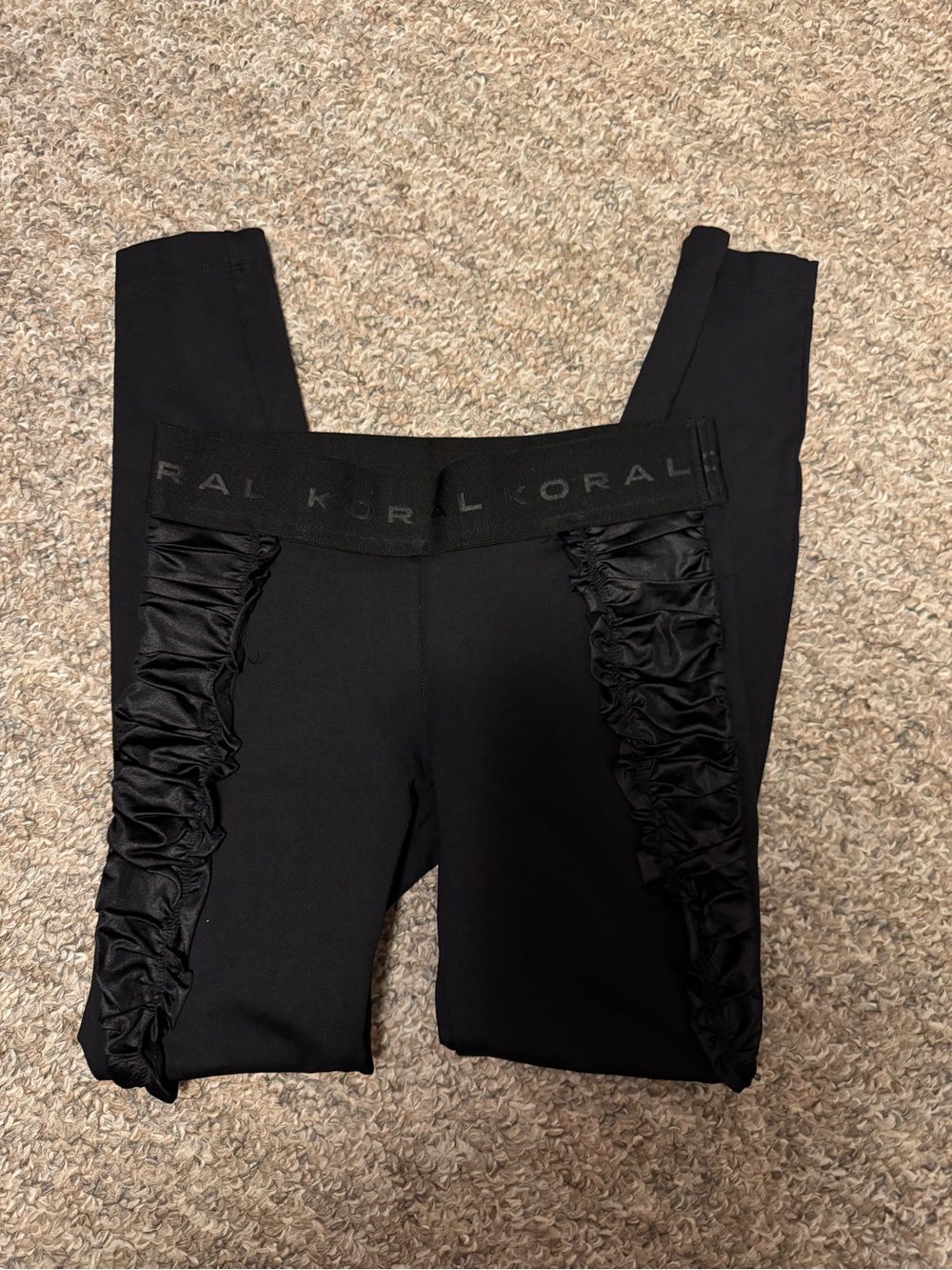 Koral Black Women’s Ruched Side Leggings with athletic waistband